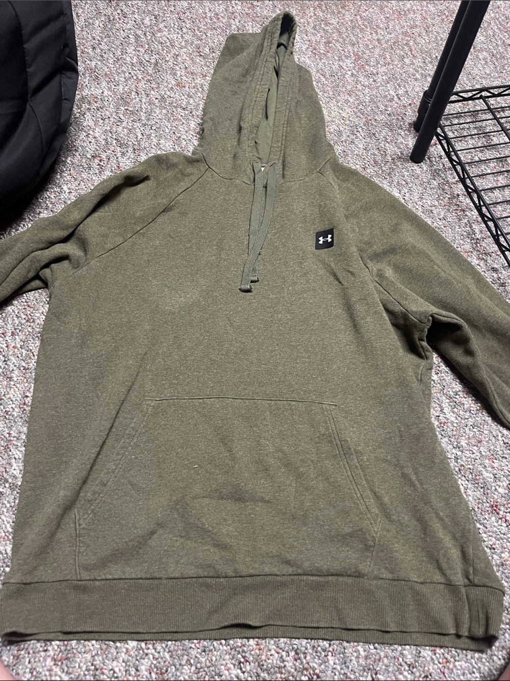 Under Armour Olive Pullover Hoodie with Logo Patch